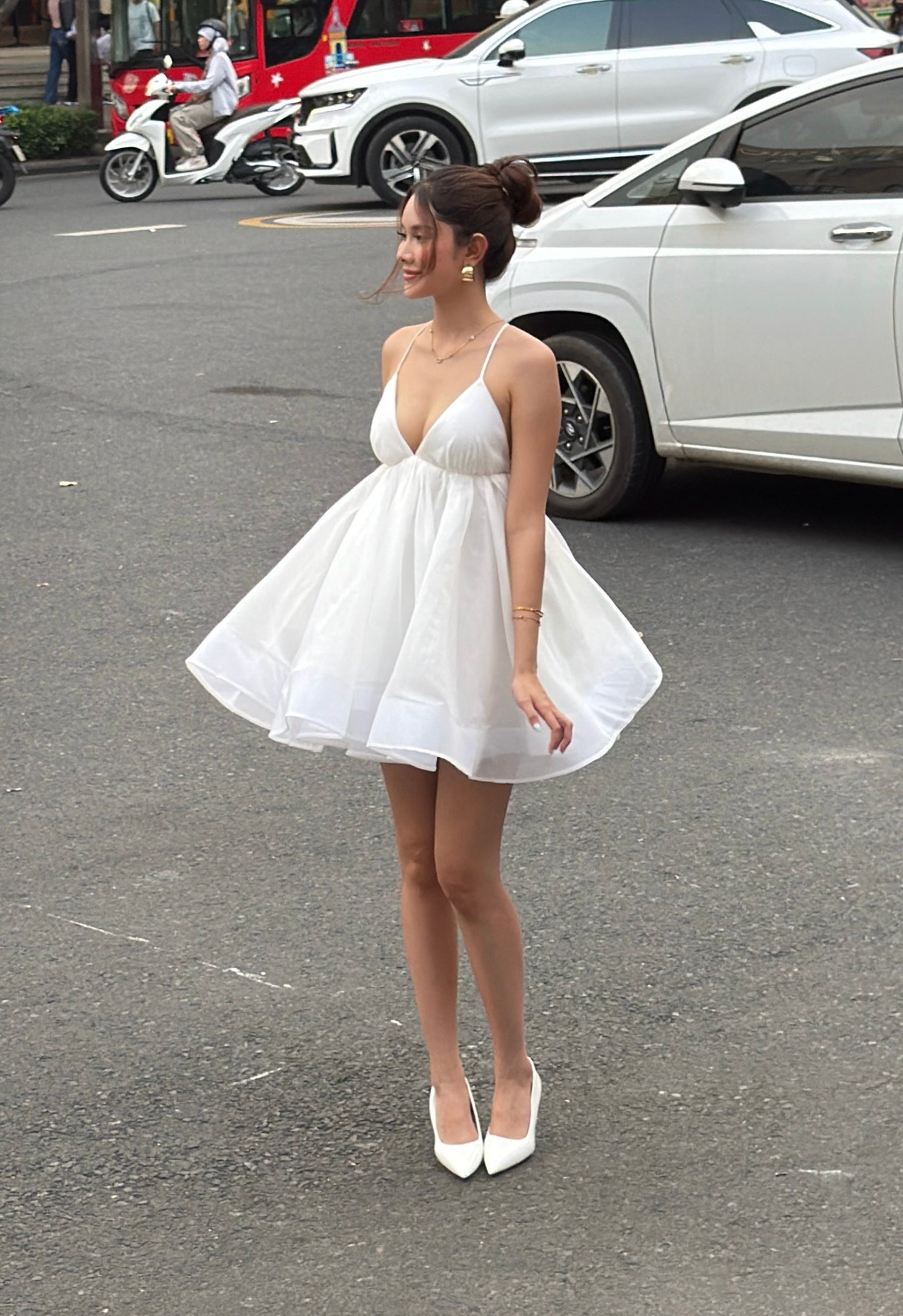Cotton candy dress - double lined back tie mini
