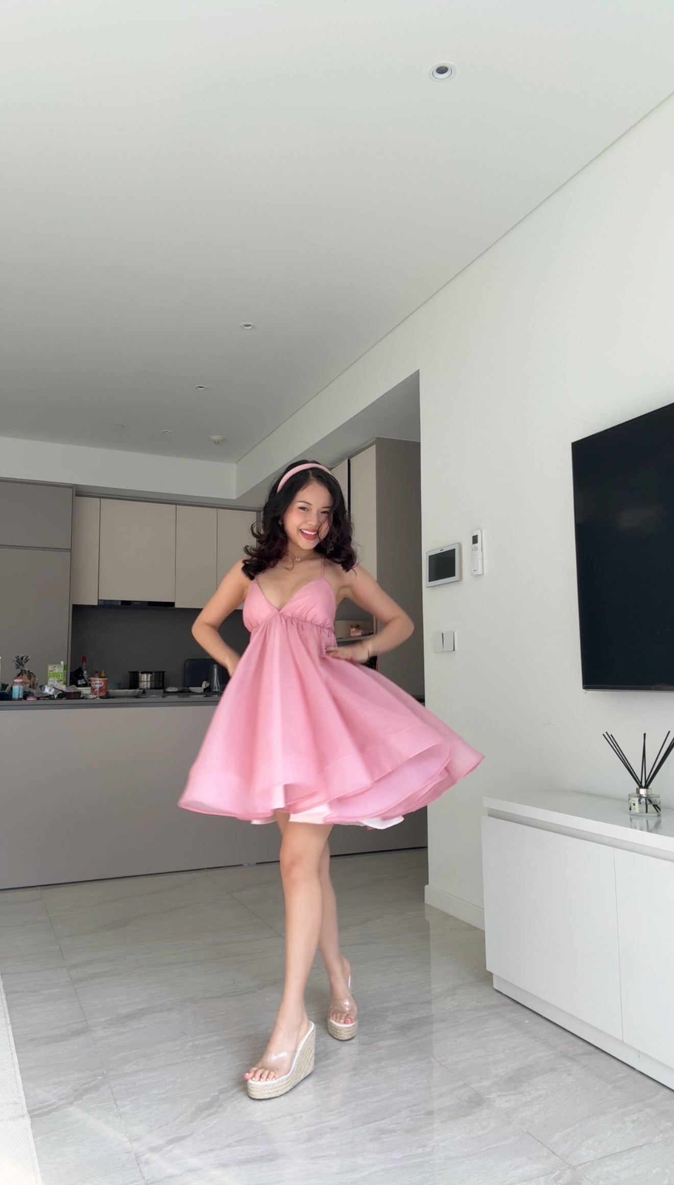 Cotton candy dress - double lined back tie mini