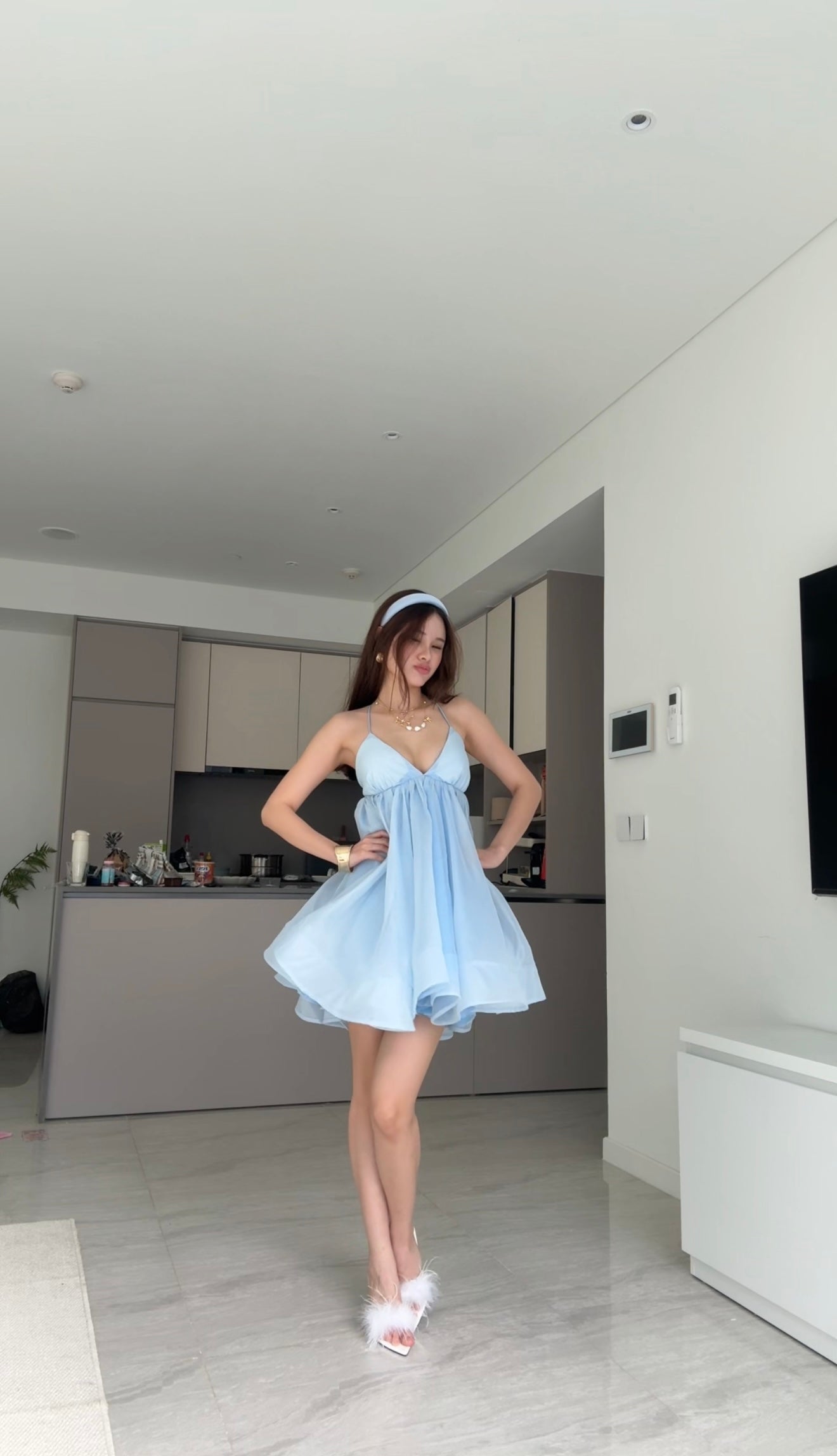 Cotton candy dress - double lined back tie mini
