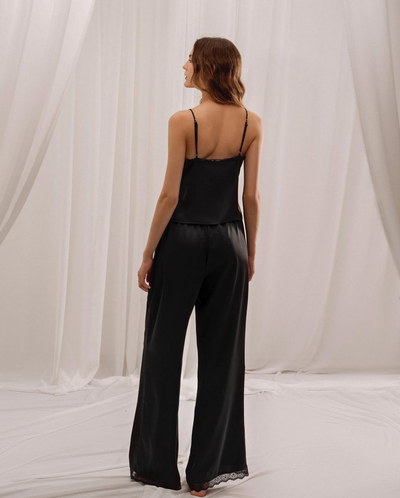 Serena set - Lace trim front top with long pants