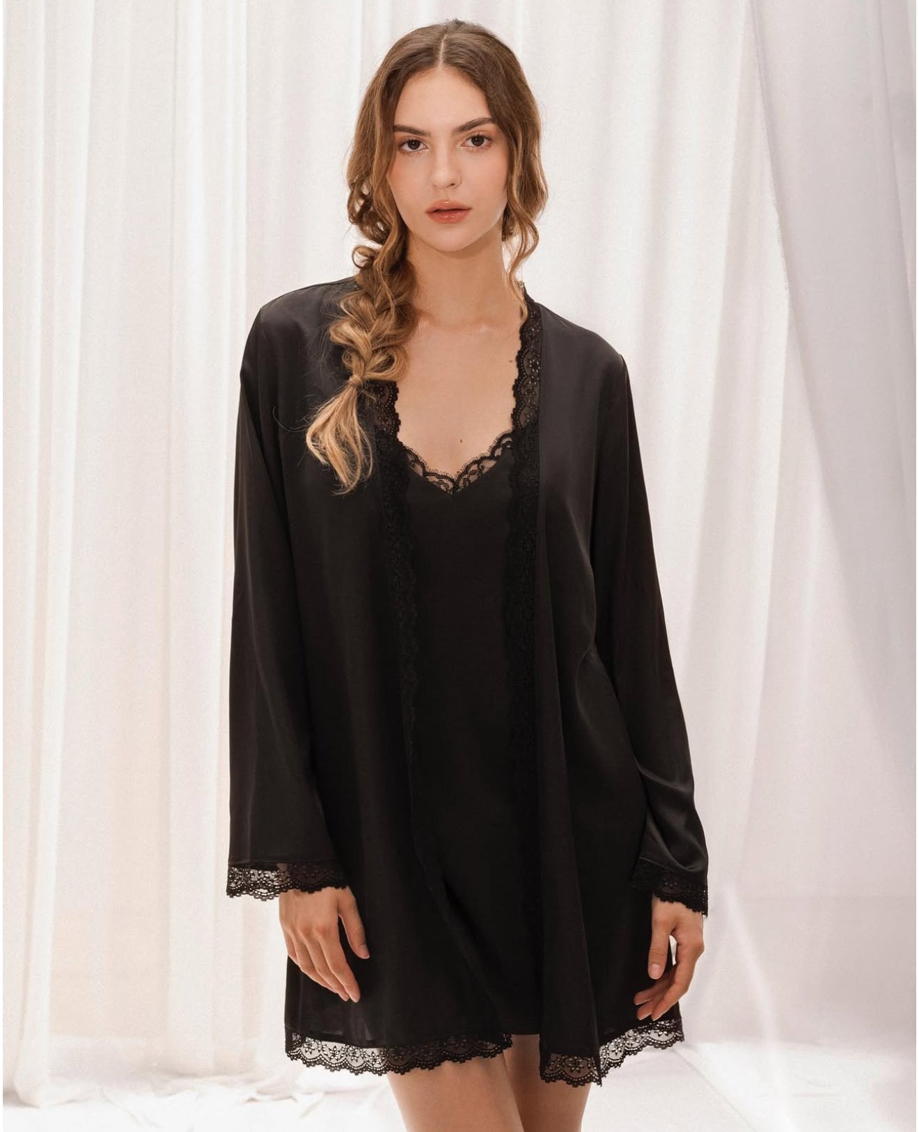 Blair dress - lace trim slip dress with matching robe