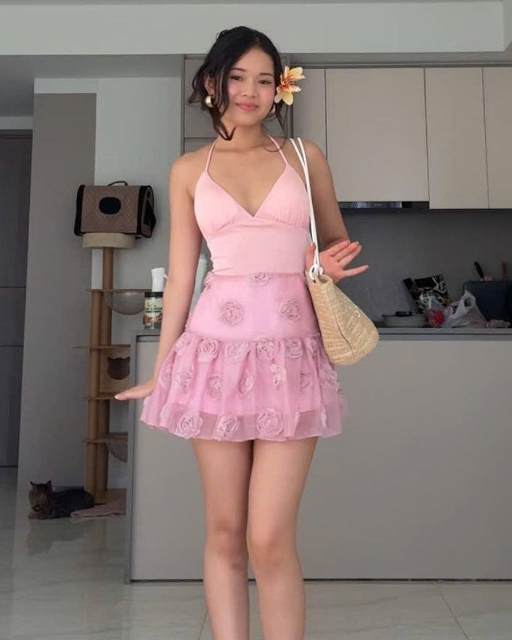 Rosy dress - flower prints mini
