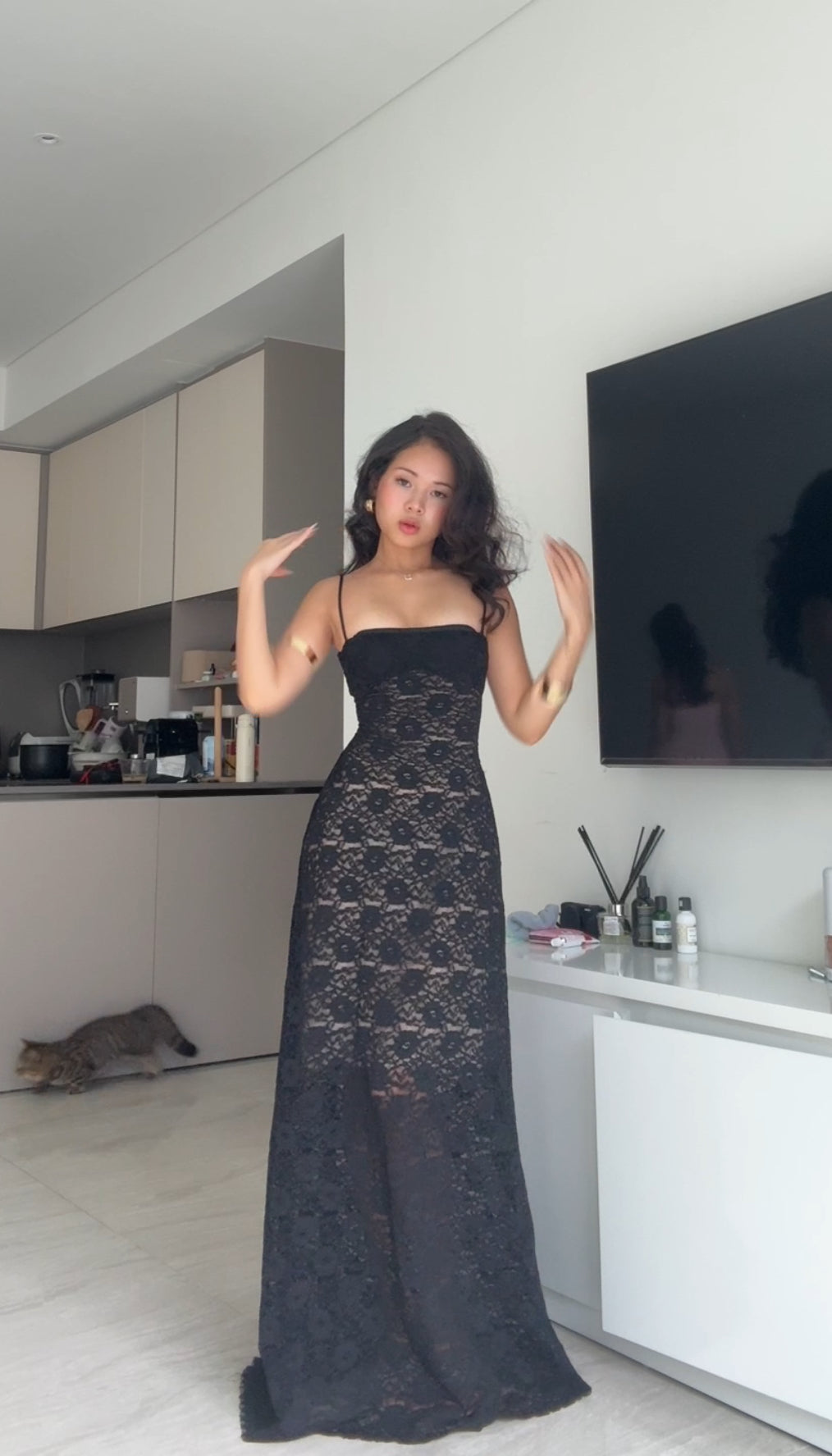 Lacey dress - double lined back tie maxi