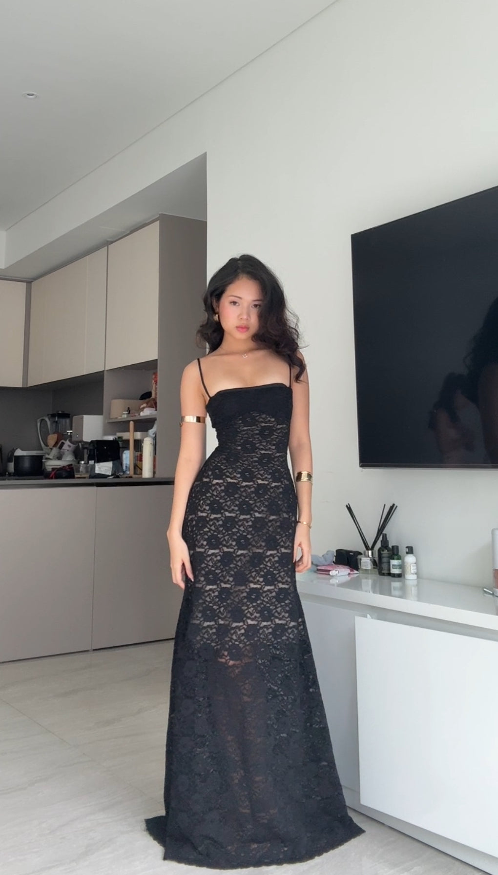 Lacey dress - double lined back tie maxi