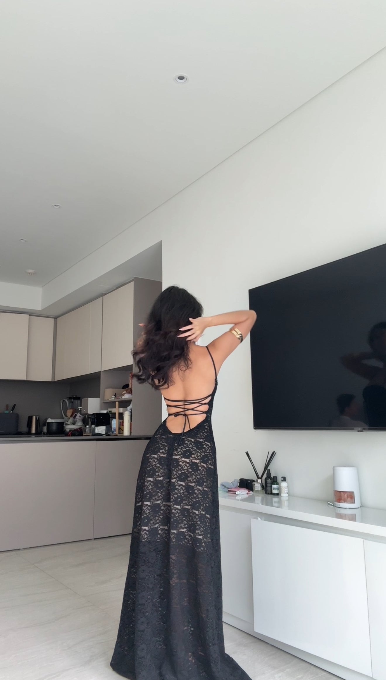 Lacey dress - double lined back tie maxi
