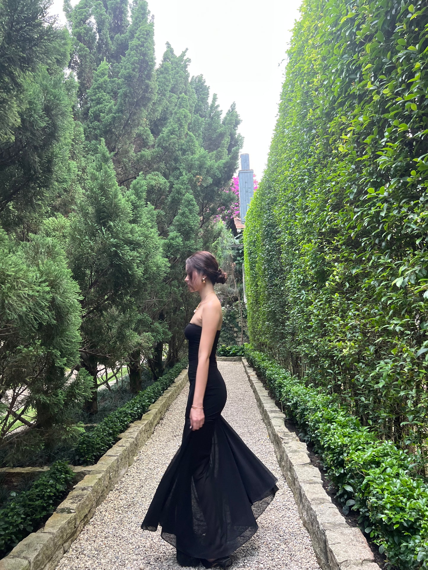 Amelia dress - legs see through maxi (pink and black)