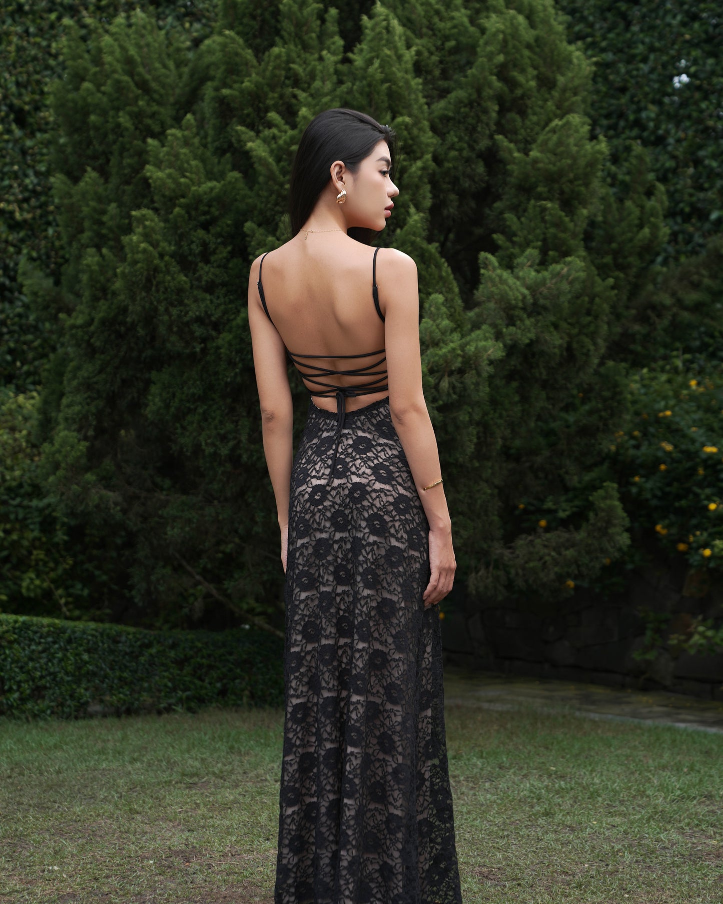 Lacey dress - double lined back tie maxi