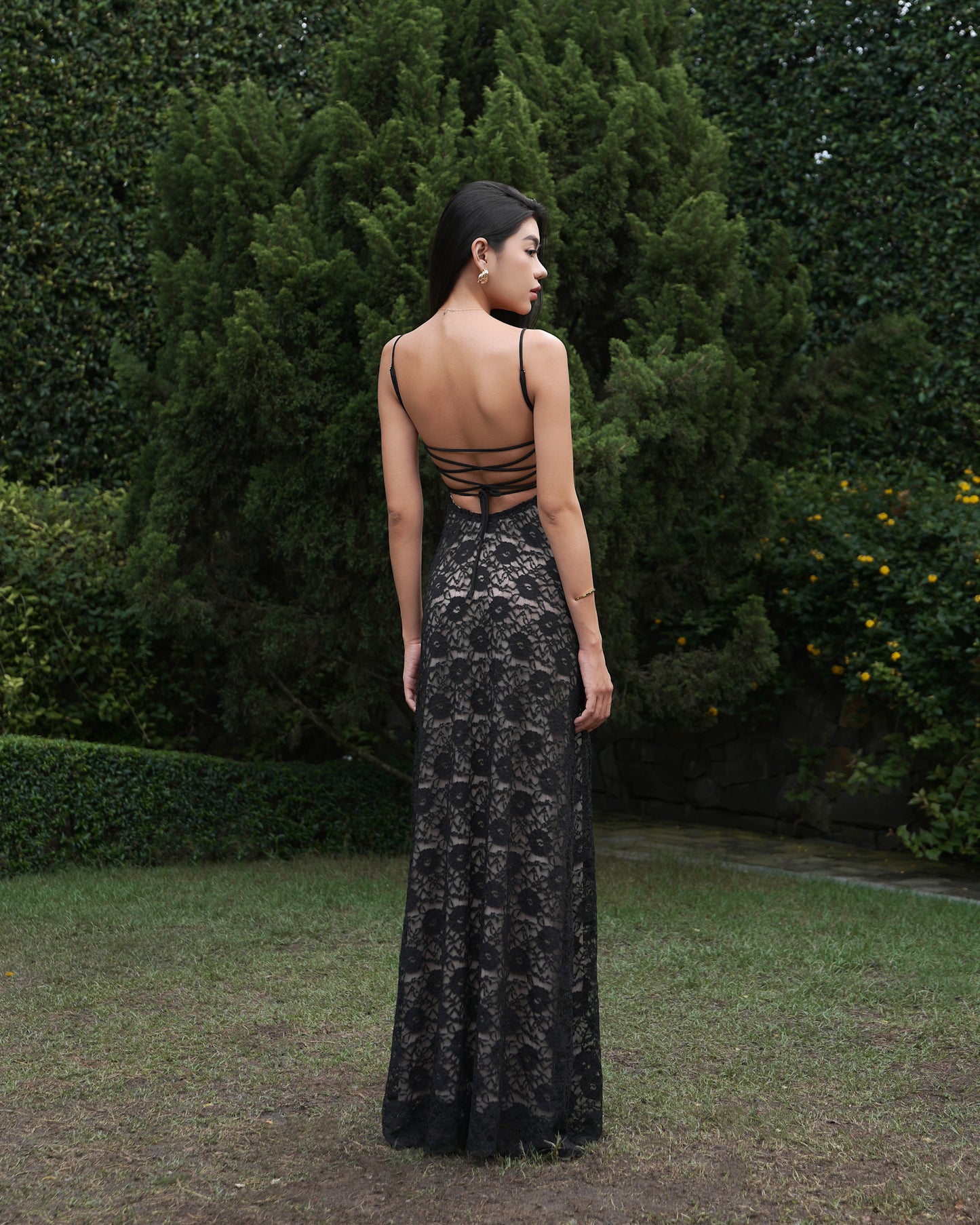 Lacey dress - double lined back tie maxi