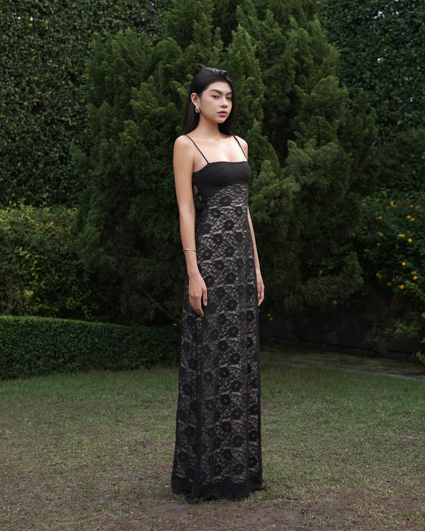 Lacey dress - double lined back tie maxi