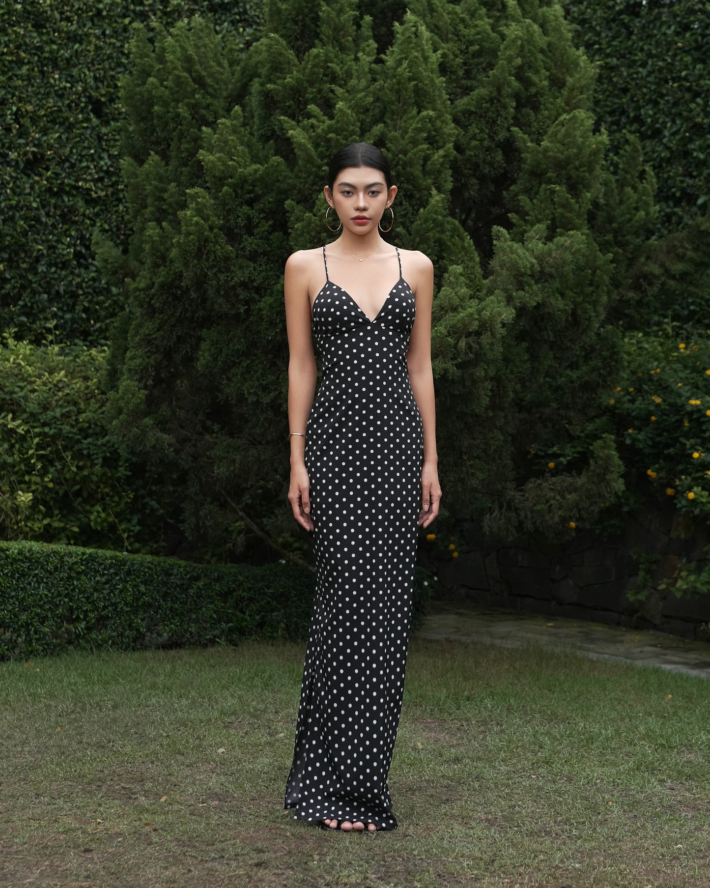 Olivia dress - back tie polka dots maxi