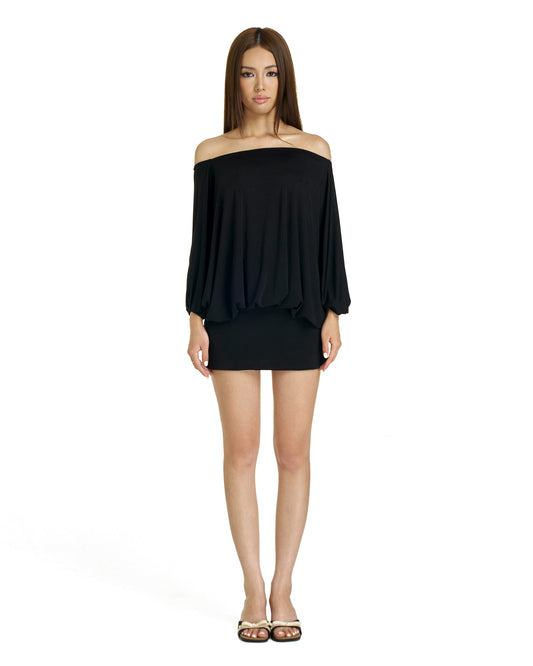 Vivian dress - backless tie mini (black)