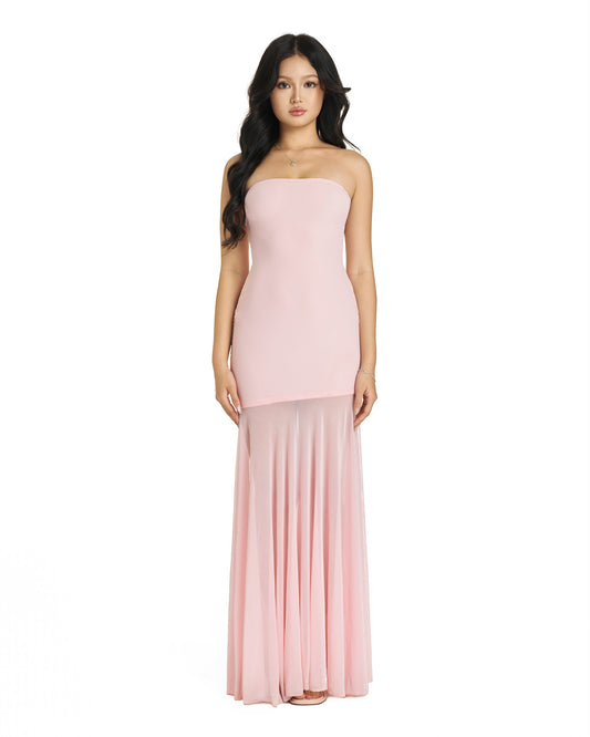 Amelia dress - legs see through maxi (pink and black)