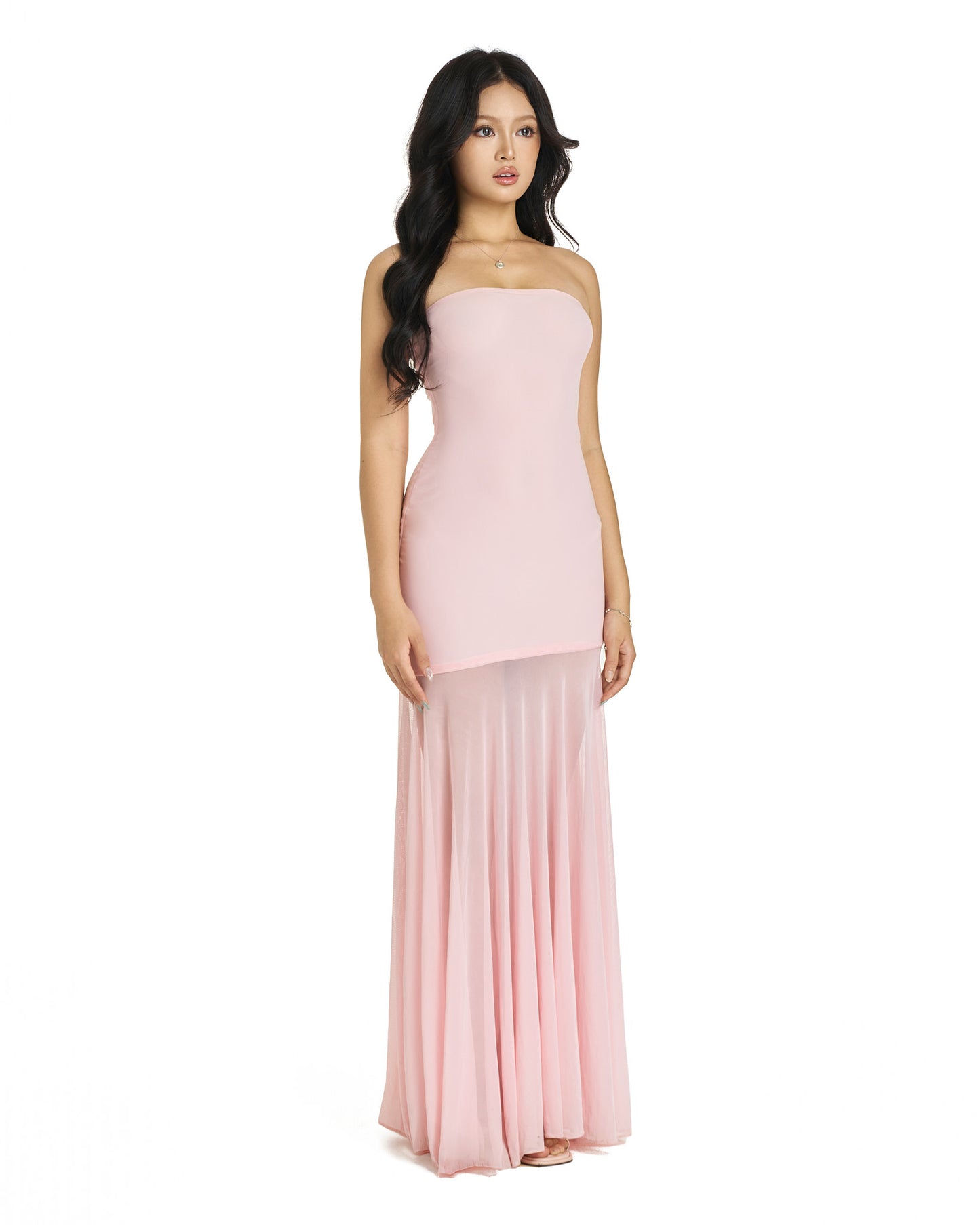 Amelia dress - legs see through maxi (pink and black)