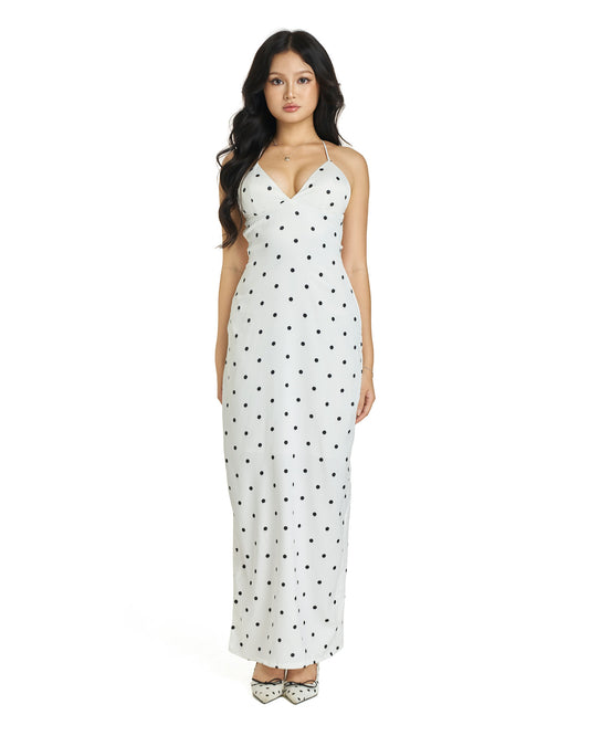 Olivia dress - back tie polka dots maxi