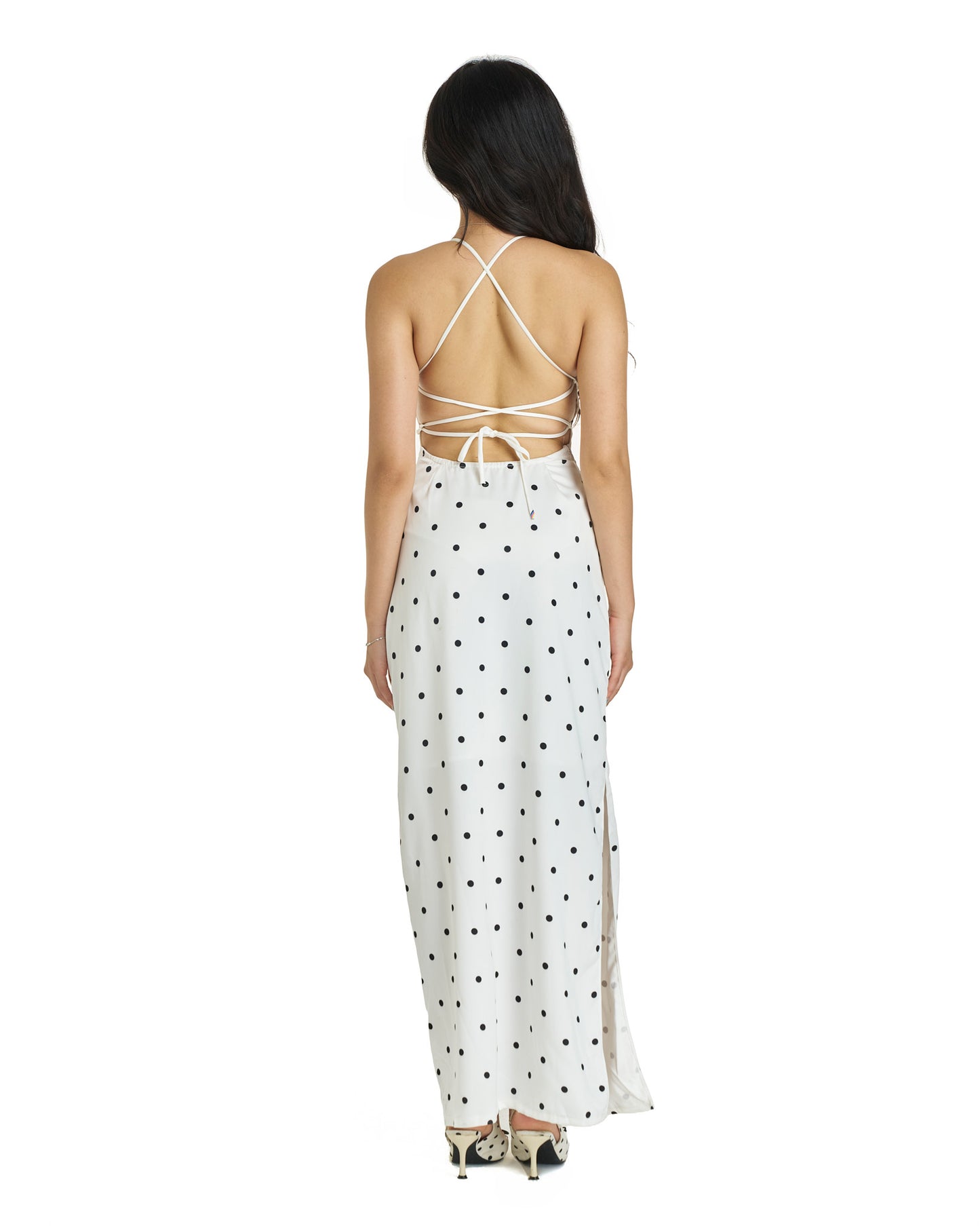 Olivia dress - back tie polka dots maxi