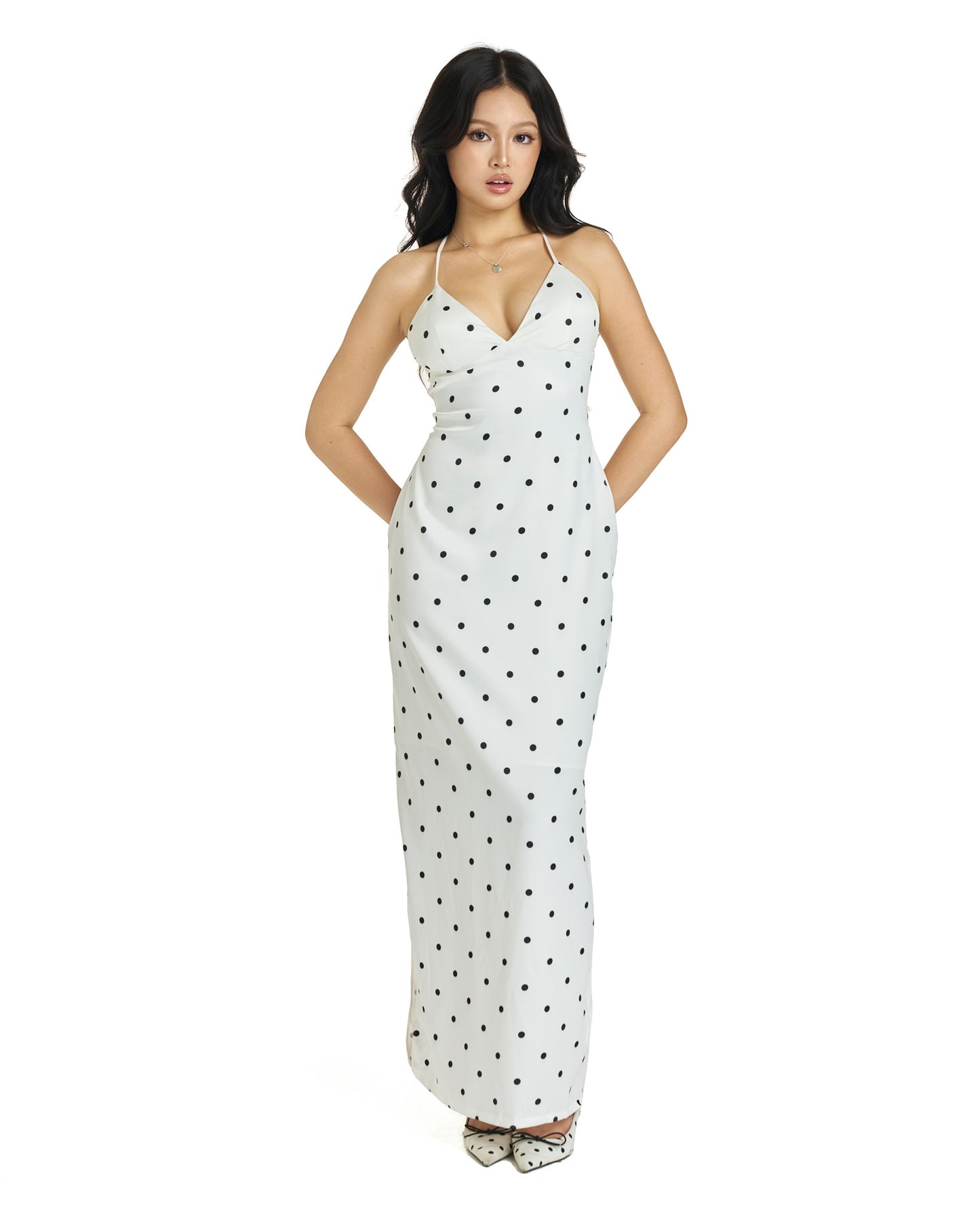Olivia dress - back tie polka dots maxi