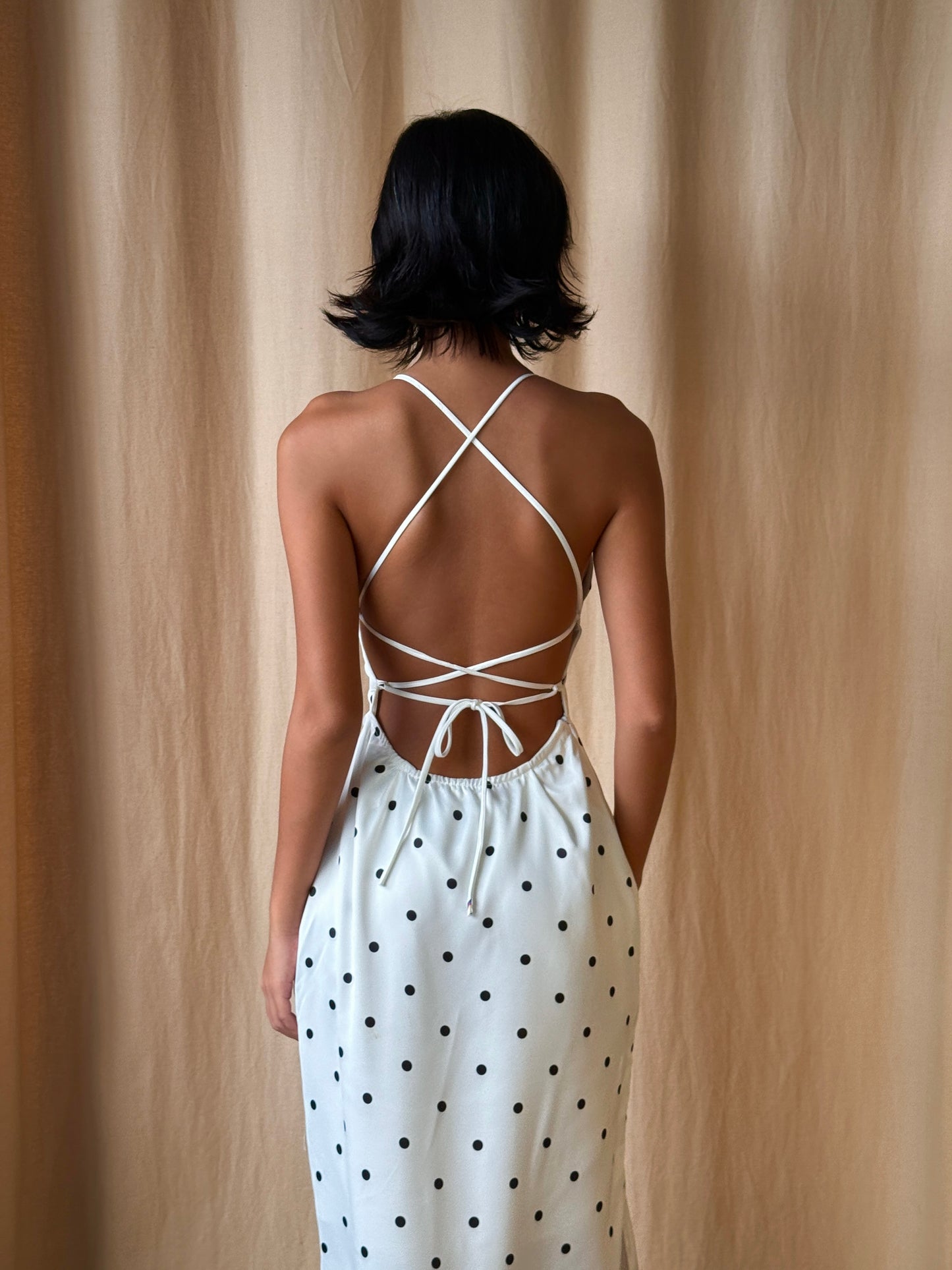 Olivia dress - back tie polka dots maxi