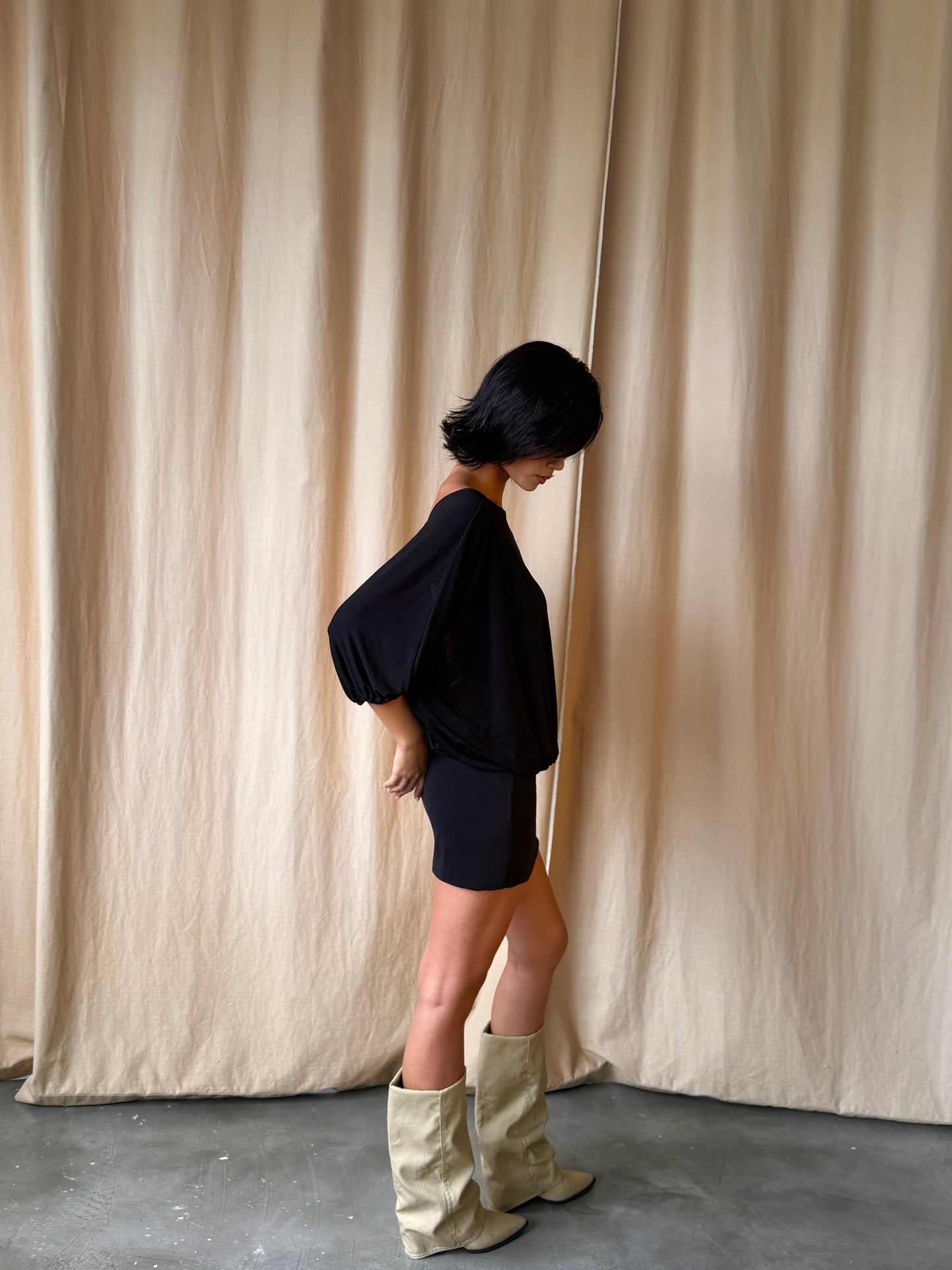 Vivian dress - backless tie mini (black)