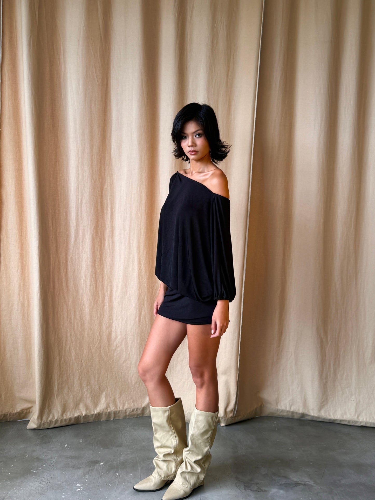 Vivian dress - backless tie mini (black)