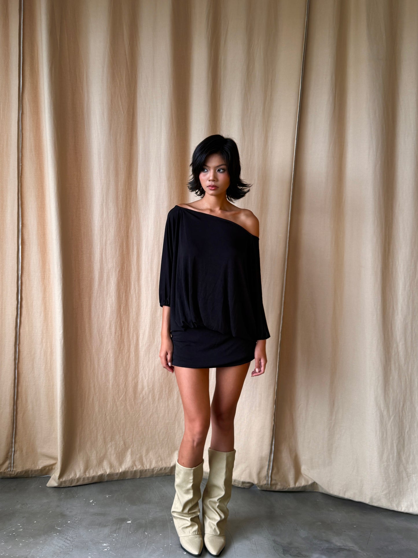 Vivian dress - backless tie mini (black)