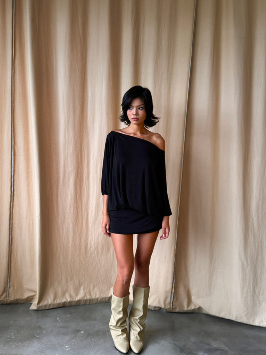 Vivian dress - backless tie mini (black)