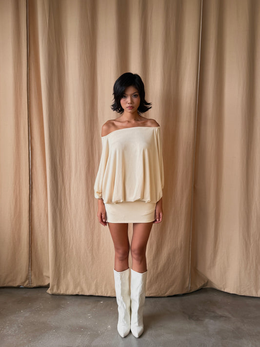 Vivian dress - Backless tie mini (champaign)