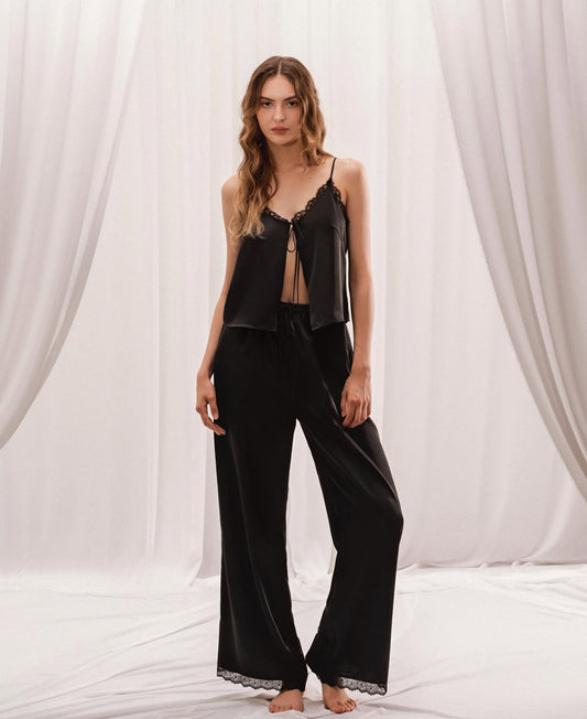 Serena set - Lace trim front top with long pants