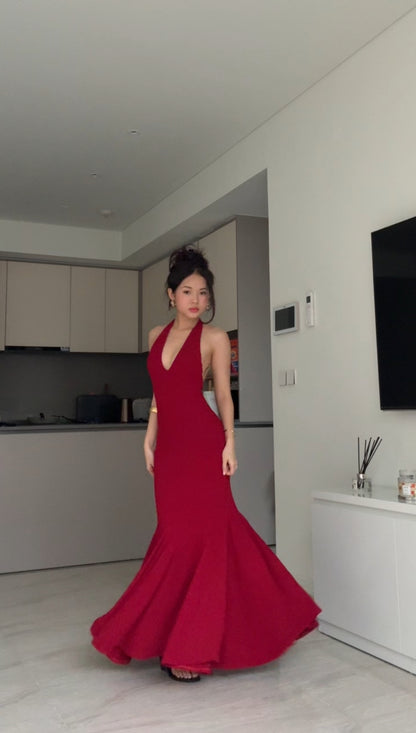 Janet dress - halter neck fish tail maxi
