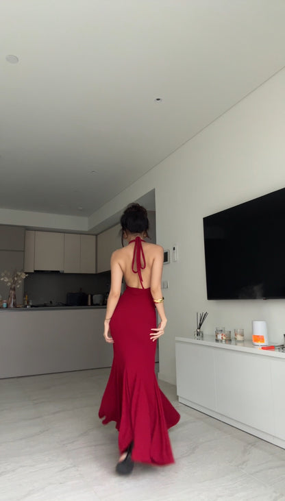Janet dress - halter neck fish tail maxi