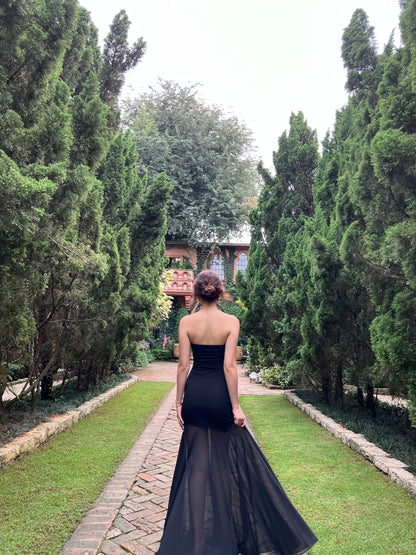 Amelia dress - legs see through maxi (pink and black)