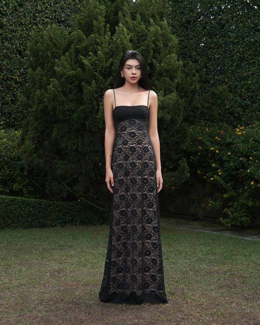 Lacey dress - double lined back tie maxi