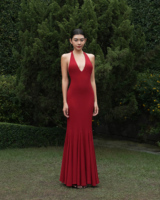 Janet dress - halter neck fish tail maxi