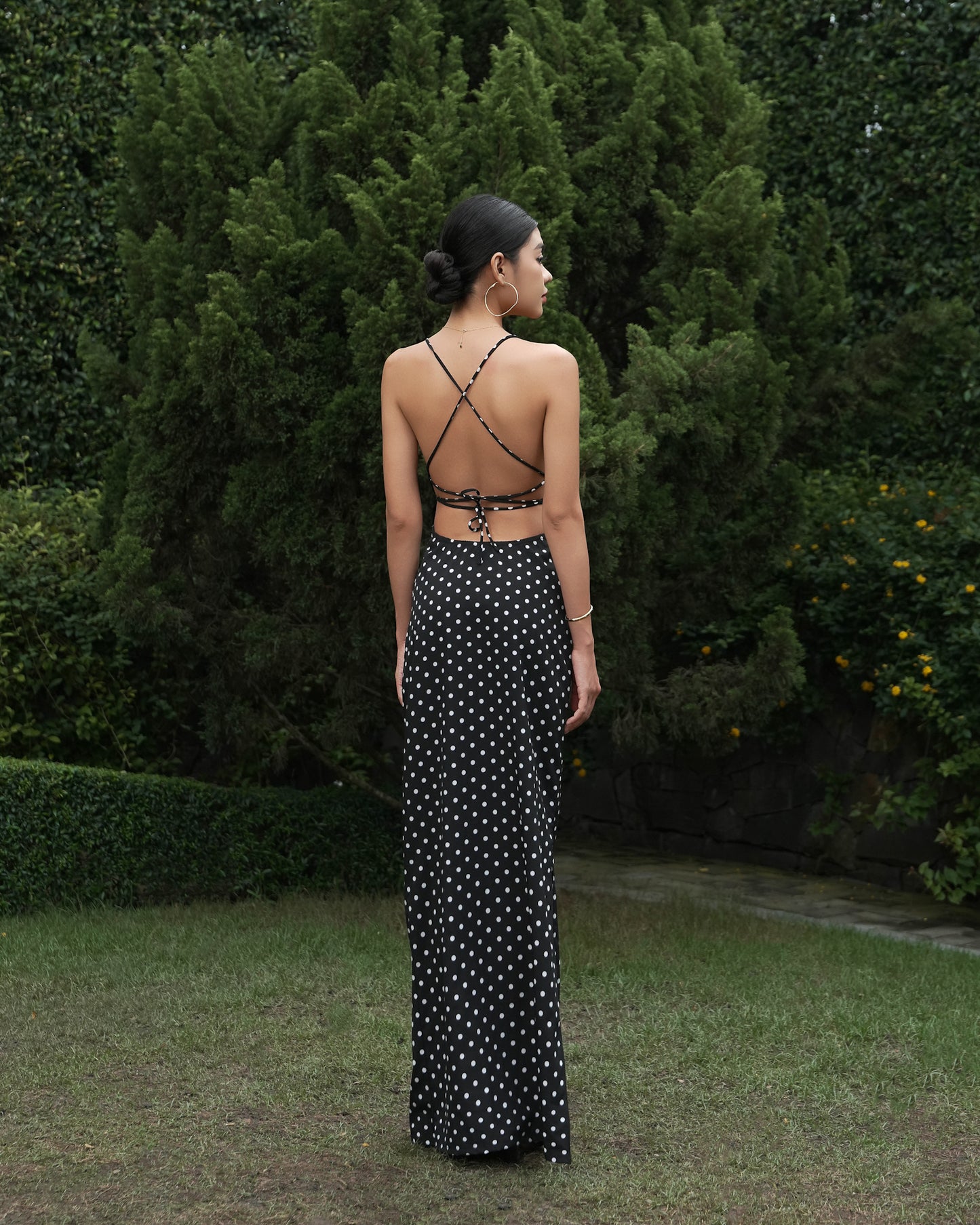 Olivia dress - back tie polka dots maxi