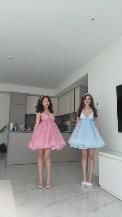 Cotton candy dress - double lined back tie mini